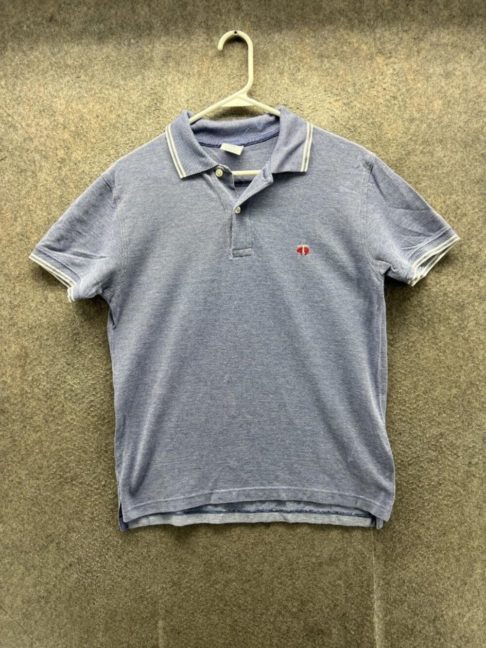 Brooks Brothers Polo Shirt Men Small Blue 1818 Slim Fit Cotton Knit Logo Casual